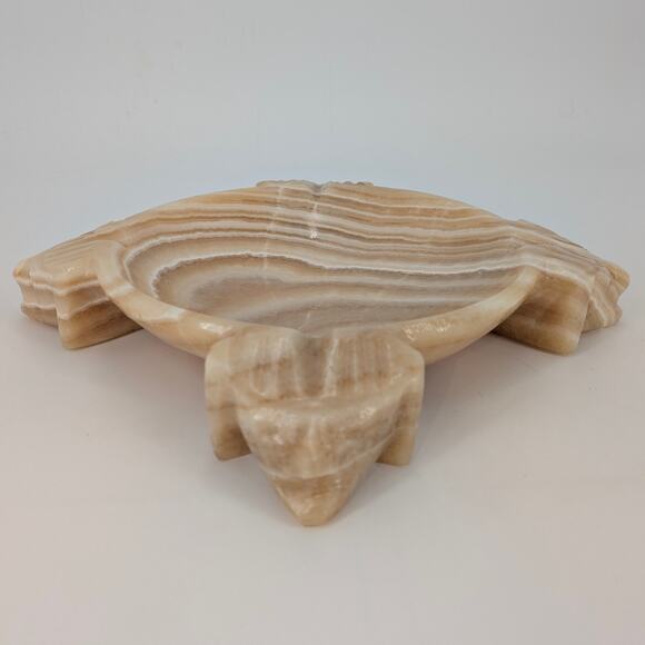 Onyx Stone Ashtray Drop Dish Key Catch All Large Carved Bowl VTG 1970s - Picture 6 of 10